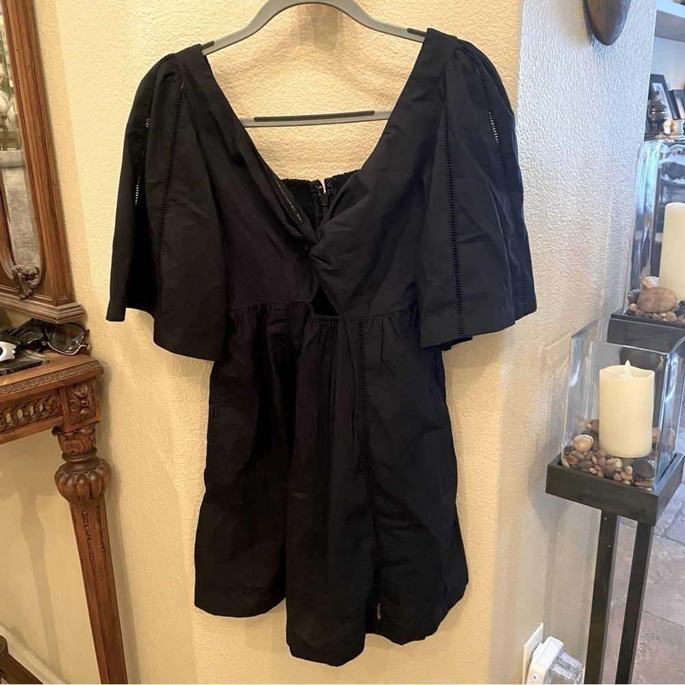 NWT~ABERCROMBIE & FITCH Women Black Cutout Poplin Mini Dress Size Small